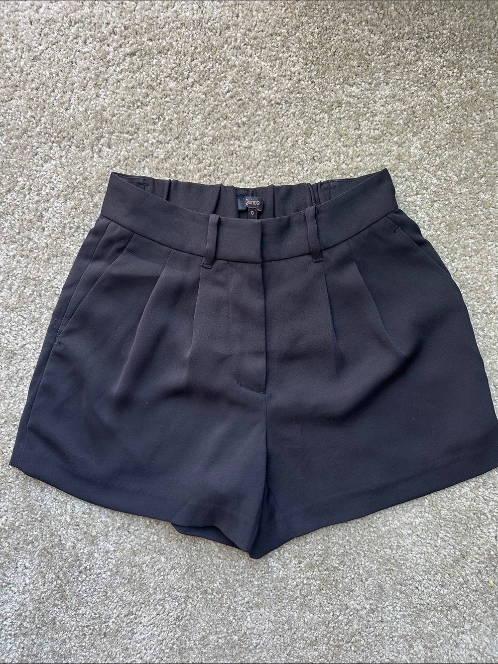 Quince Black High-Waist Pleated Women’s Shorts
